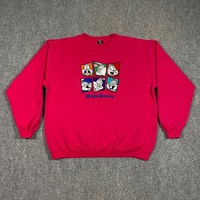 VINTAGE Bugs Bunny Warner Bros 1996 Embroidered Faces Sweatshirt Mens Large Pink