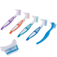 Oral Care Tool Ergonomic Rubber Multi-Layered Cleaning Bristles Denture