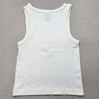 Justify Womens Ribbed Tank Top White Scoop Neck Sleeveless Stretch Large