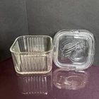 Federal Refrigerator Dish Glass Lid with Embossed Fruit/VEGGIES 4”x4” Vintage
