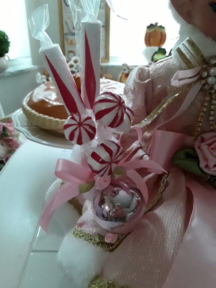 NEW DECORATED PINK ROSES HUGE 26IN. TALL BEAUTIFUL LADY ELF DOLL W ...