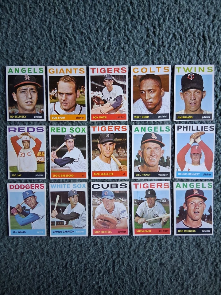 ¡Lote de juego de inicio de béisbol Topps 1964 (71/587) con estrellas, patio, radiocontrol, números altos! Foto 4 de 4