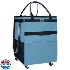 Reusable Grocery Bag On Wheels, Shopping Trolley, Rolling Tote wi