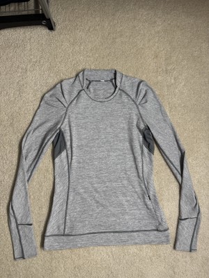 Lululemon It s Rulu Think Fast LS Tonka Stripe Heathered Slate Grey/White Size 8