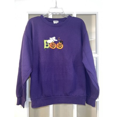 endless designs purple halloween themed sweatshirt women s boo pumpkin ghost LG