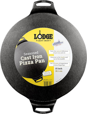Lodge 15 Inch Cast Iron Pizza Pan - Pfas-Free Pre-Seasoned Baking Pan for Crispy