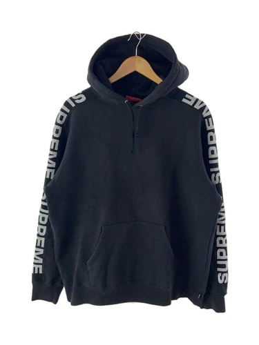 Felpa Supreme con cappuccio 20SS a costine metalliche M cotone nero usata