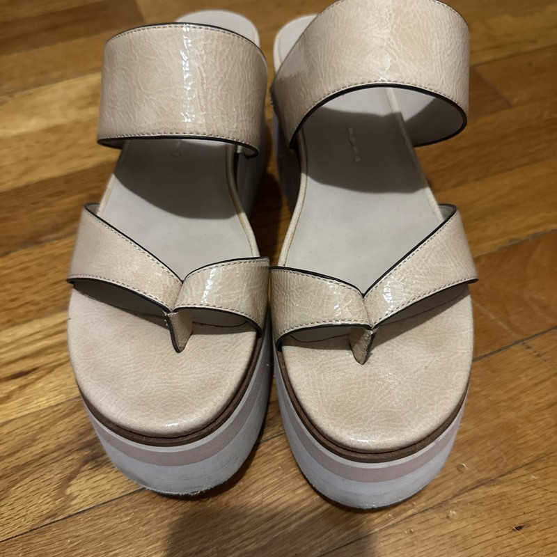 Naked Feet Size 9 Flux Silver Platform Slide Sandal Striped Sole