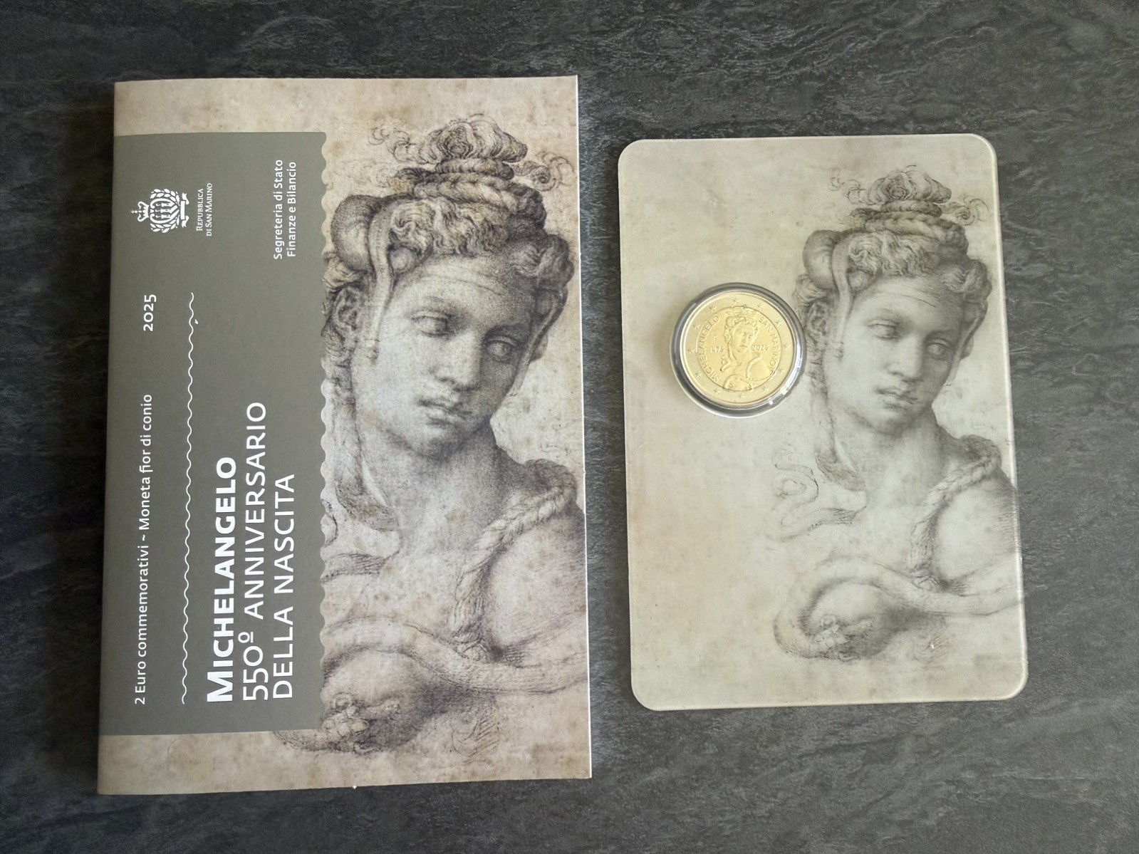 Coffret 2 Euro BU Saint Marin 2025 Michel Ange