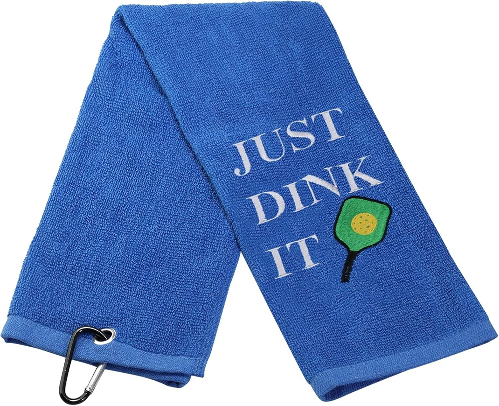 Pickleball Towel Just Dink It Embroidered Sports Teem Hand Gift Small