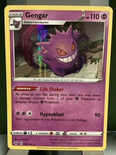 Pokemon Gengar Holo Rare TCG Card 85/202 Sword and Shield Base Set