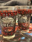 Vintage 70'S Tiffany Style Flared Coca-Cola Glasses, Set Of 2 Stained Glass