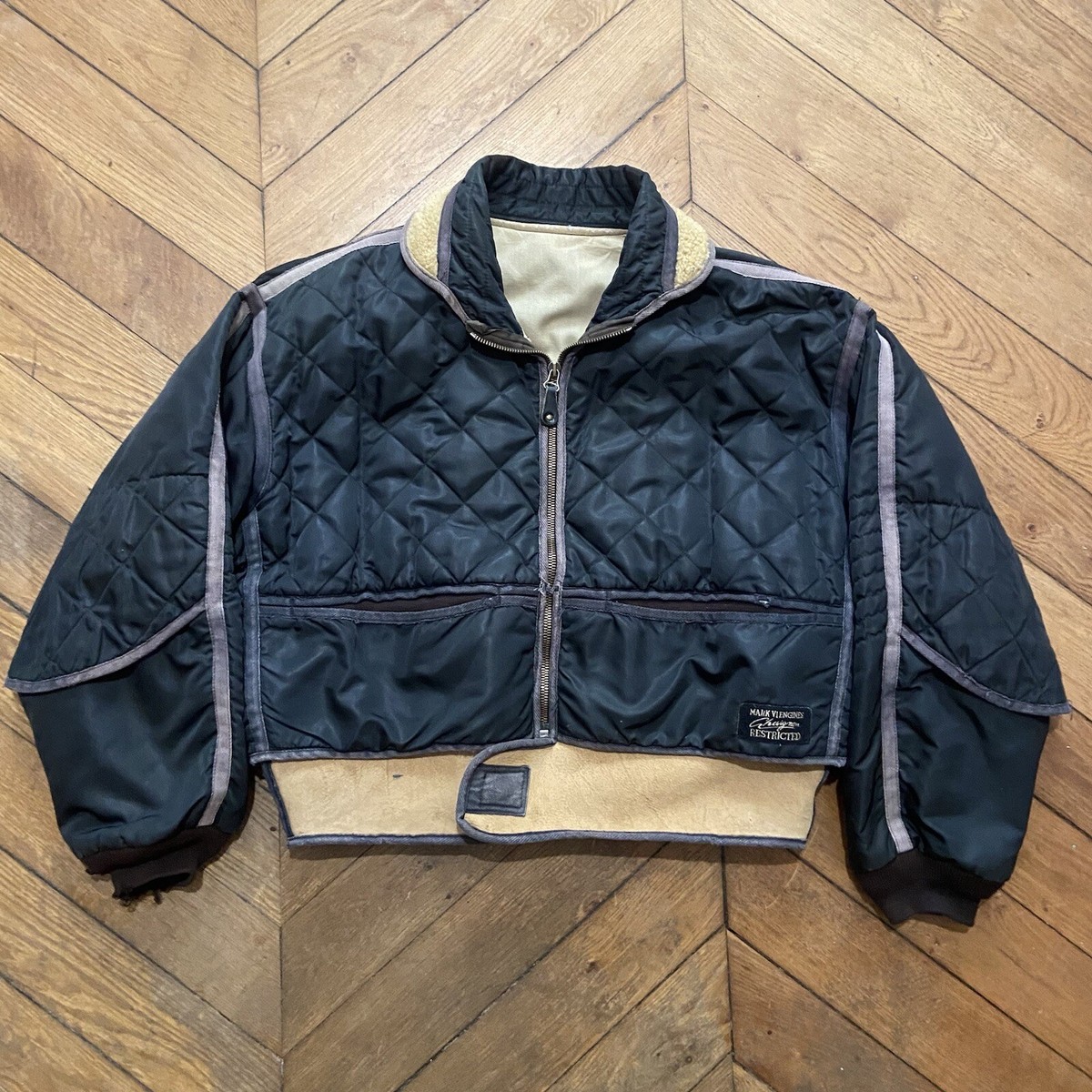 Veste Bomber Chevignon 80s Cosmo Matelassée - Rare, Couleur Bleu Marine, Taille L