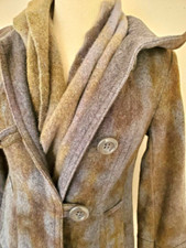 Wool Pea Coat Black Grey Gray Brown 0 2 4 6 Small Petite Tie Dyed Jacket Xs Blue