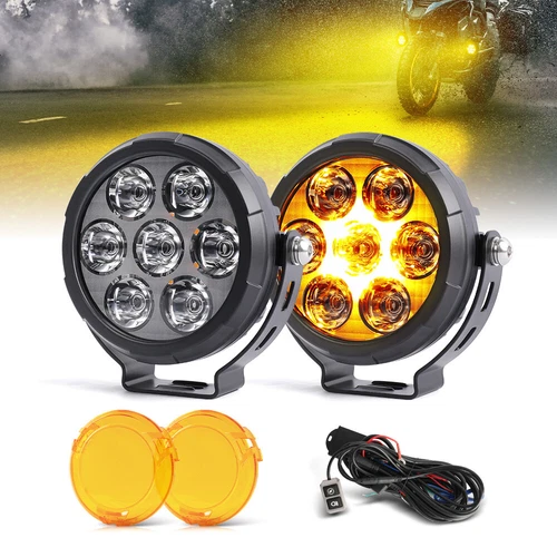 2x LED Motorcycle Spot Lights Headlight Driving Fog Auxiliary Lamp Yellow White