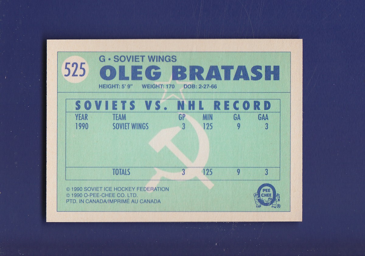 Oleg Bratash RC 1990-91 O-PEE-CHEE OPC NHL Hockey #525 (MINT