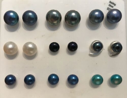 Freshwater Pearl Stud Earrings on 925 Sterling Silver Posts with Butterfly Backs - Picture 2 of 25