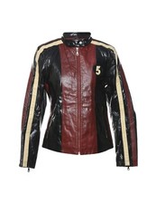 Vintage Wilsons Black Contrast Panel Racing Moto Leather Jacket Size M Rare