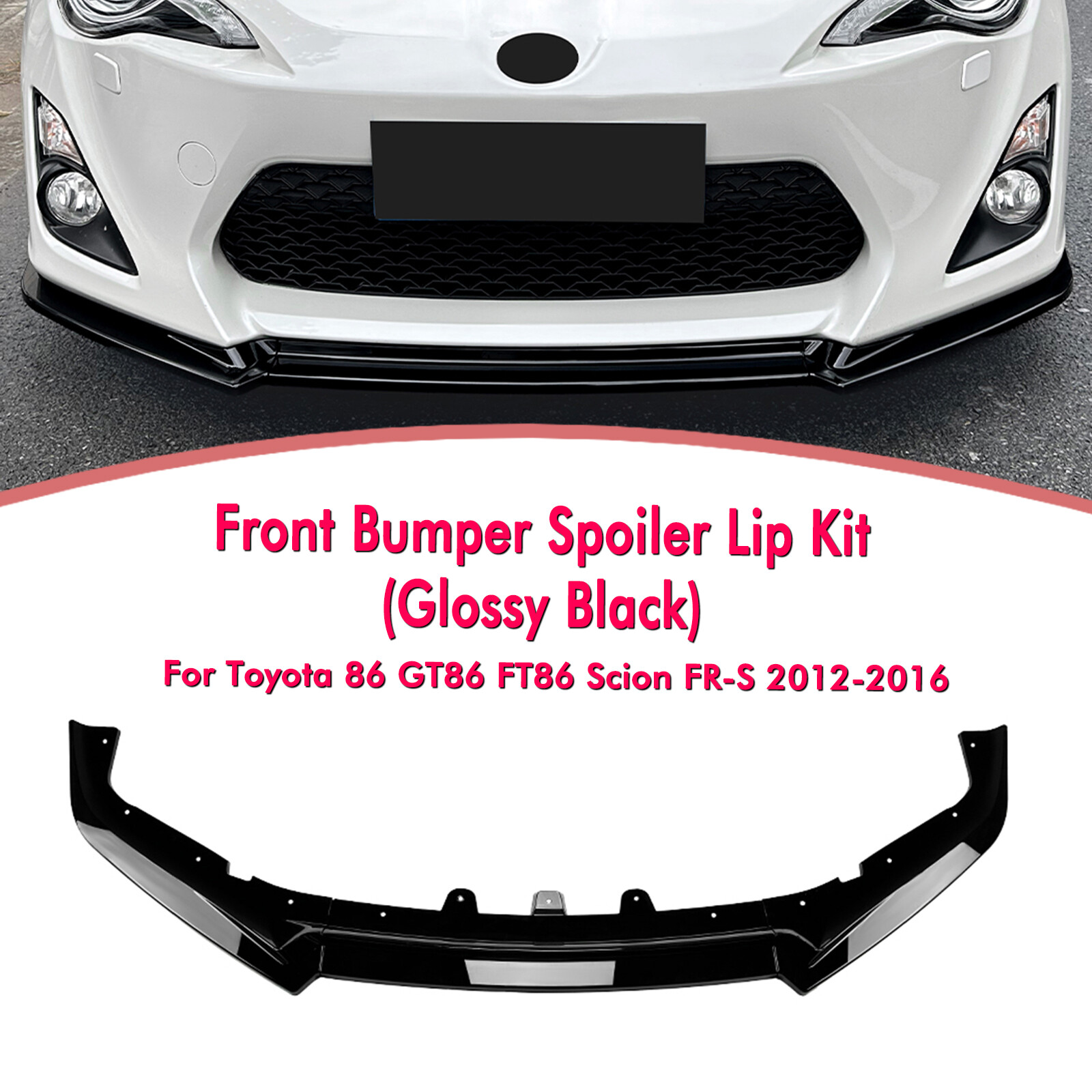 Toyota 86 GT86 FT86 Scion FR-S 2012-2016 Black Front Bumper Lip Spoiler Kit