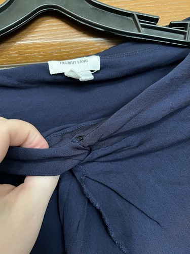 RARE HELMUT LANG MADE IN USA ASYMMETRICAL WOMAN VINTAGE NAVY ARCHIVAL SKIRT SZ L - Picture 5 of 10