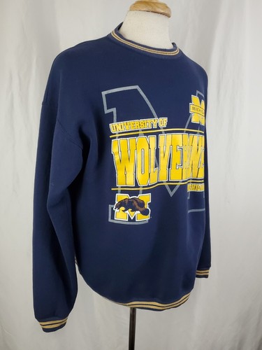 Felpa Michigan Wolverines vintage anni 90 uomo XL girocollo 20/20 sport big ten - Foto 3 di 8