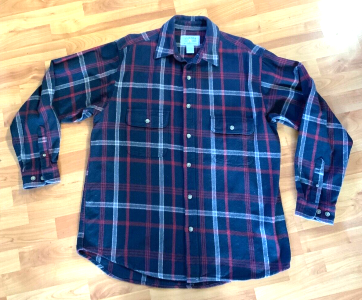 Chemise Homme Vintage Alaska Wilderness Gear - Blanche à Carreaux - Flanelle Lourde - Taille XL