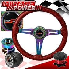 Extender Quick Release For 90-93 Accord Metallic Red Neo Chrome Steering Wheel