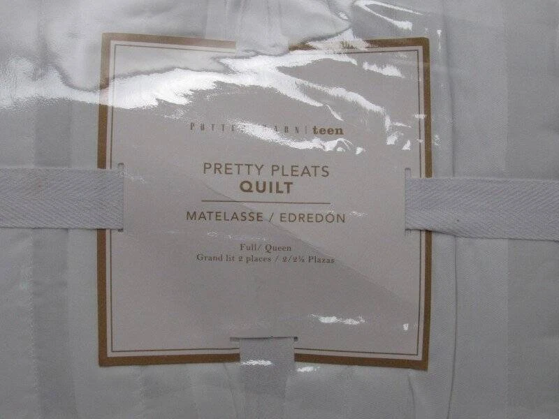 Pottery Barn Teen Pretty Pleats Quilt Full Queen White NWT - Image 3 of 4