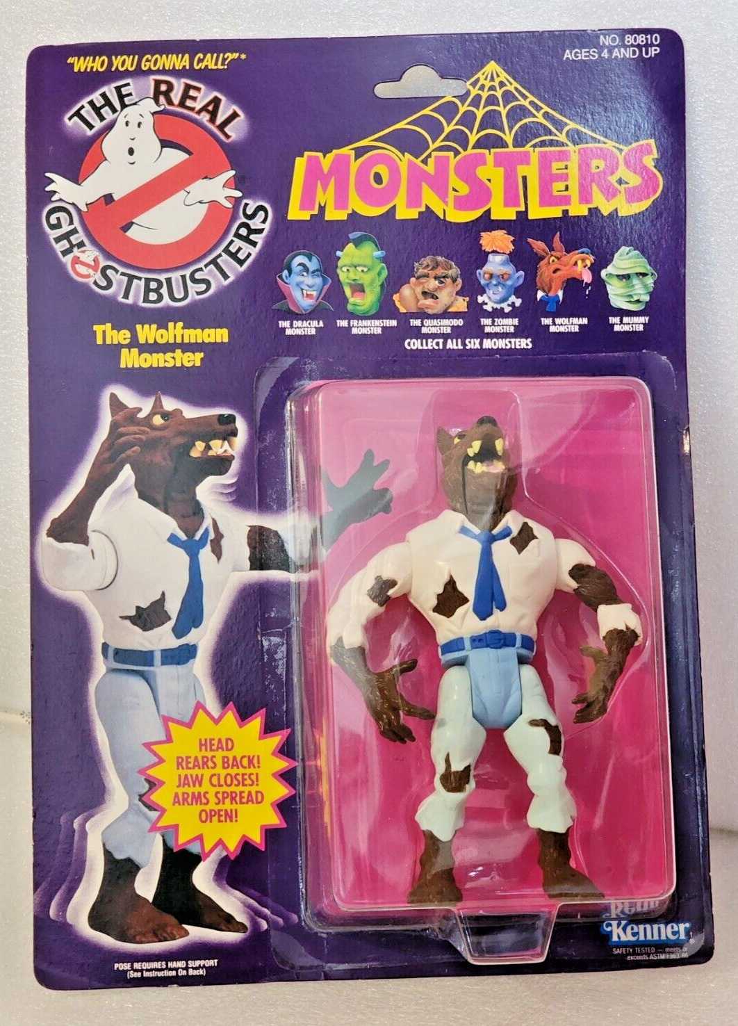 KENNER 1986 THE REAL GHOSTBUSTERS NONSTERS THE WOLFMAN MONSTER NIP