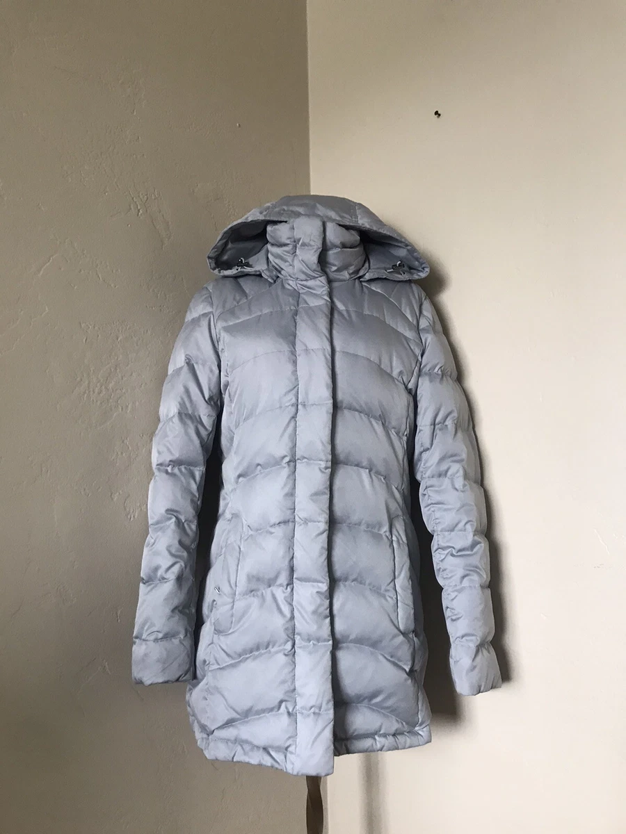 LANDS END Jacket Coat Puffer Down Quilted Womens Small 6 8 Long Knee Winter Grey