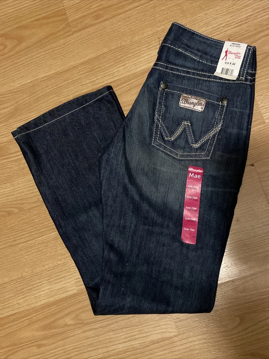 Wrangler Mae Jeans Premium Patch Low Rise Boot Cut Blue Frost 09MWZBF 3 4 x 32