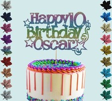 Personalised Birthday Glitter Cake Topper With Any Name & Age