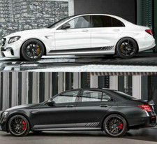 2 Pcs Graphics Car Stickers Decal For Mercedes-benz Amg E63 Side Skirt Stripes
