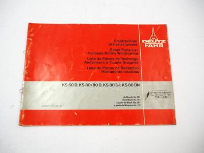 Deutz Fahr KS 60 80 D D-I DN Kreiselschwader Ersatzteilliste Parts List 1979