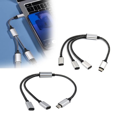 Portable USB C Male to Double USB C Female Splitter USB Y Splitter Cable New