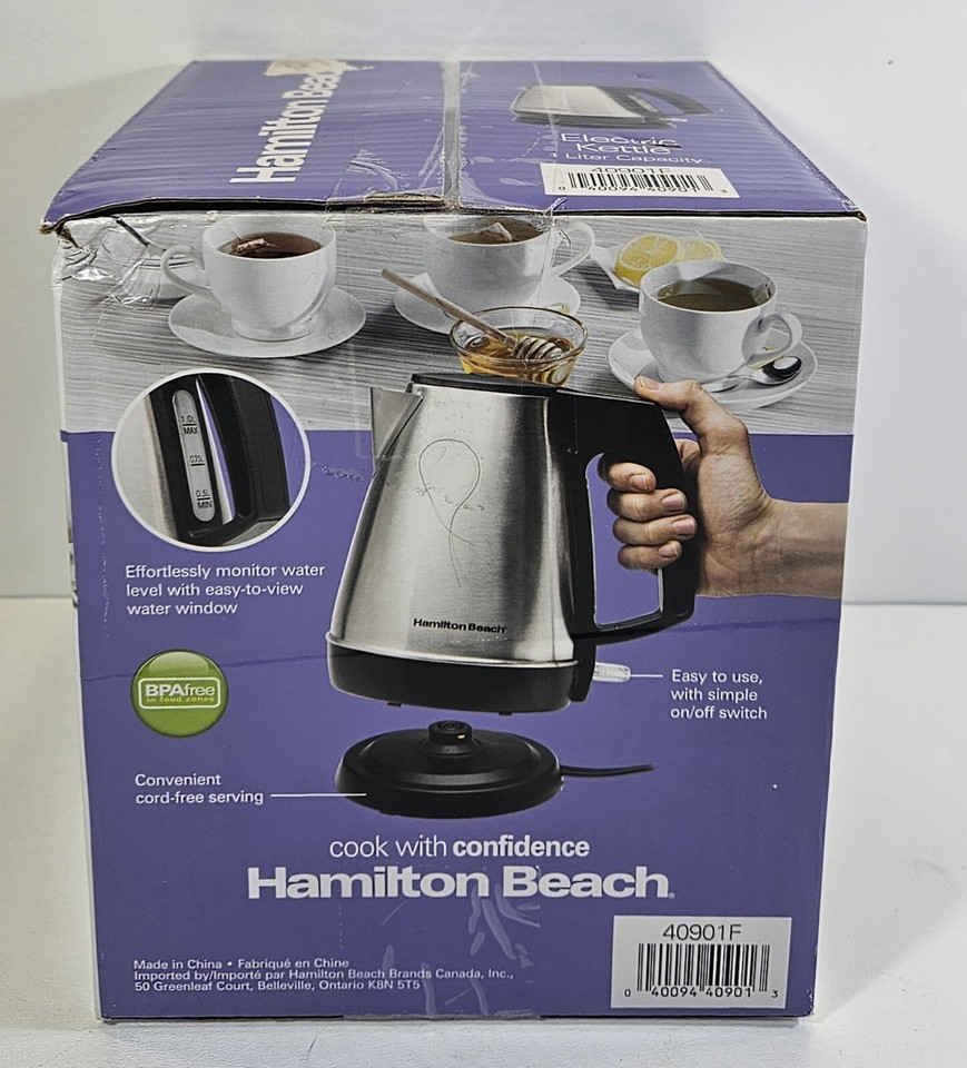 Hamilton Beach 1 Liter Electric Kettle Model 40901 Stainless Steel and