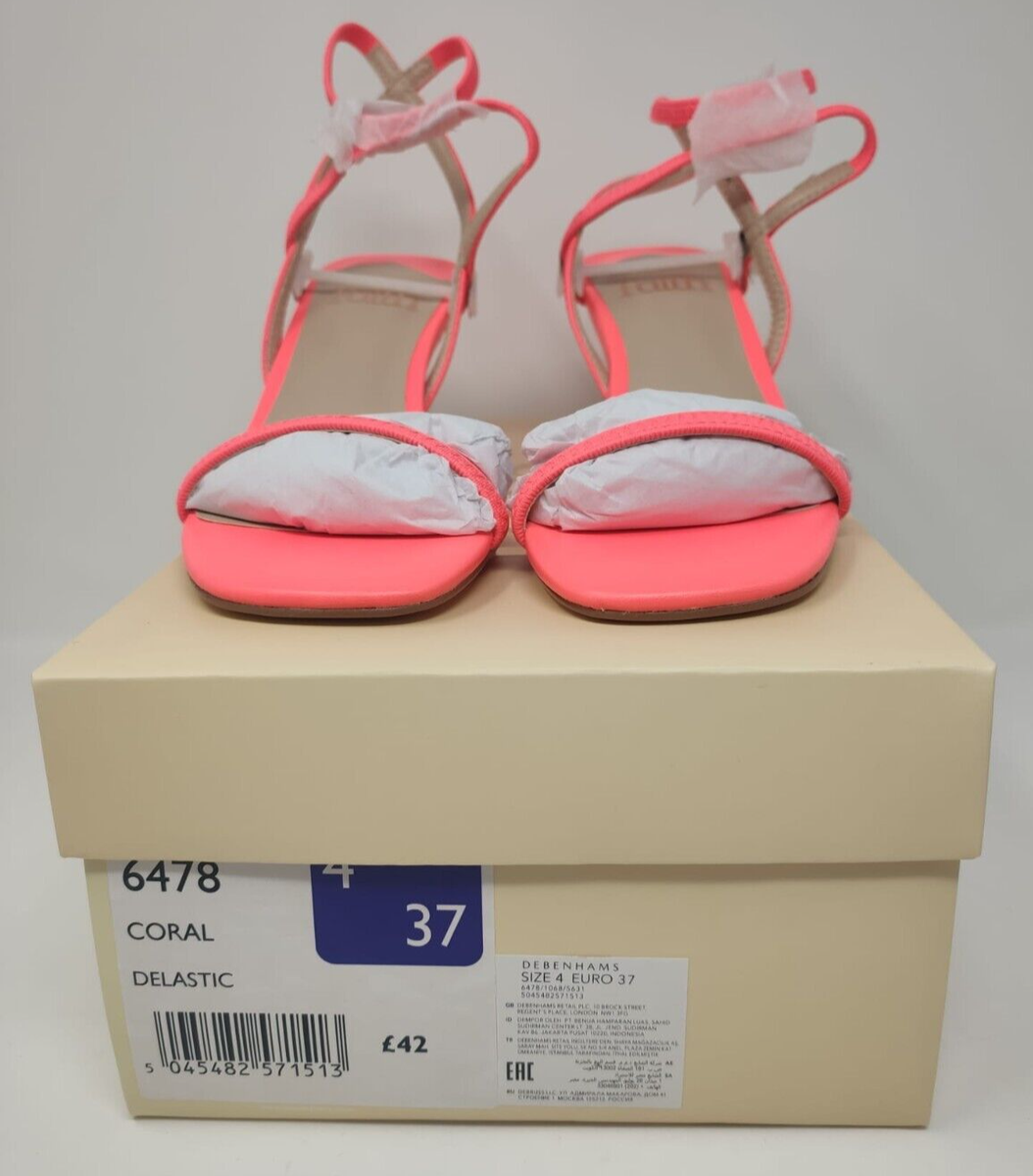 Faith SIZE Neon Coral Elastic Summer Strappy Stiletto Heels