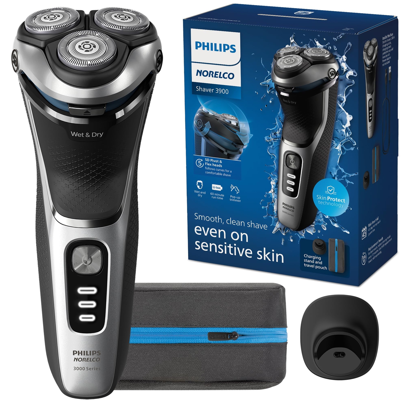 3900 Rechargeable Wet & Dry Electric Shaver With Pop-up Trim