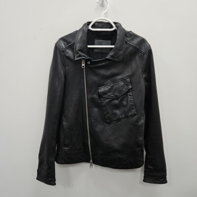 Allsaints Chatton Biker Black Leather Bomber Racer Punk Jacket