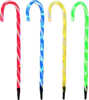 SHATCHI 4Pcs Large Christmas Candy Cane Lights LED Garden Stakes Pathway Outdoor Decor