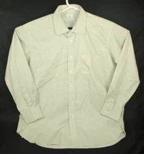 Ike Behar EZE Performance Dress Shirt Size 17.5 - 34  Long Sleeve Green Checks