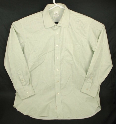 Ike Behar EZE Performance Dress Shirt Size 17.5 - 34 Long Sleeve Green Checks