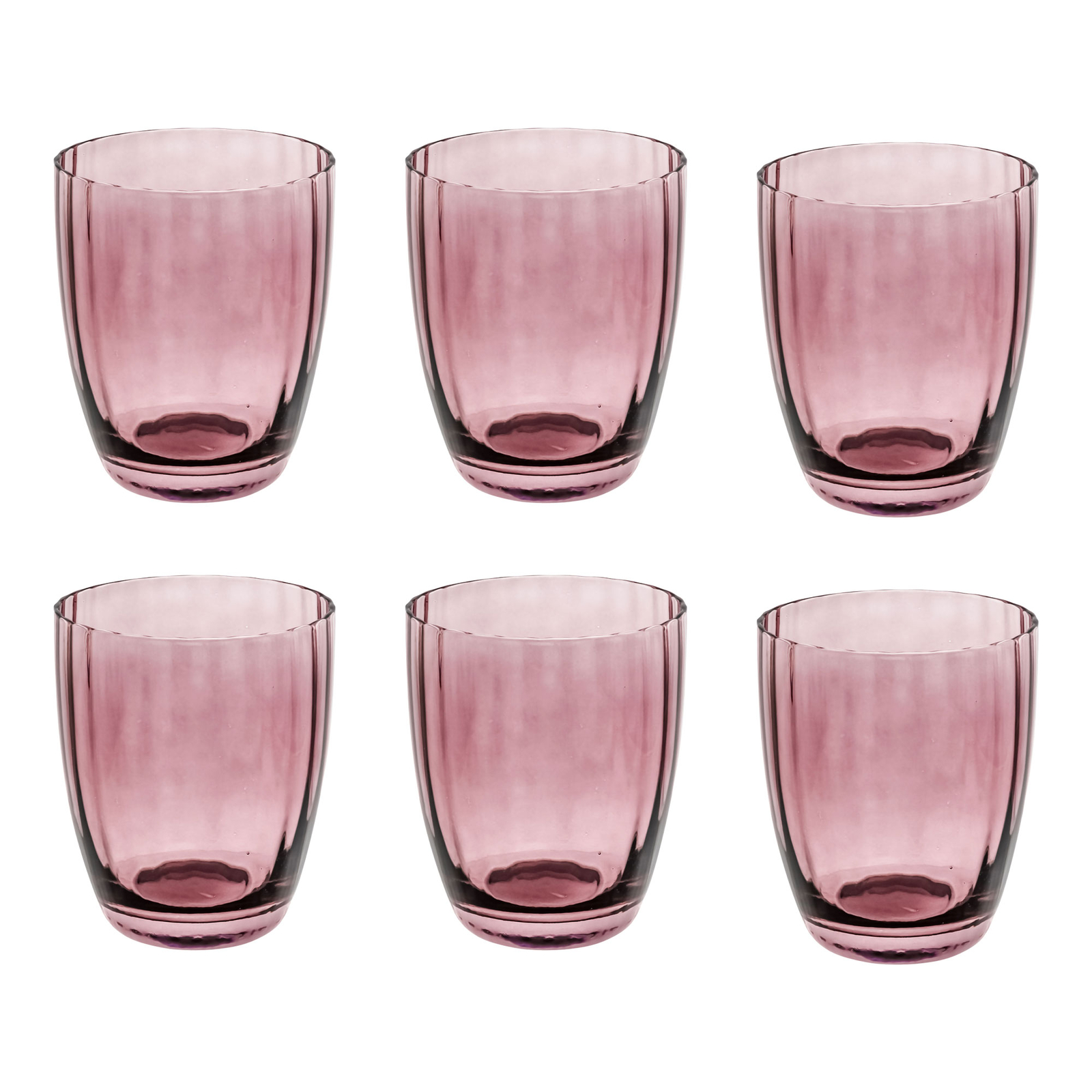 ROSE & TULIPANI Prisma Bicchiere Acqua Set 6 Pezzi 310ml Rosa Pasta di Vetro