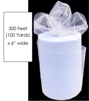 6'' x 100 yards Tulle Fabric Roll Mesh Spool Wedding Bow Decoration Party WHITE