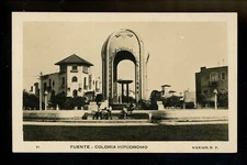 Real photo postcard RPPC Mexico Fuente Colonia Hipodrome Vintage