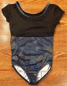 MOTIONWEAR GIRLS YOUTH DANCE LEOTARD Black Blue Size Medium Child 8-10