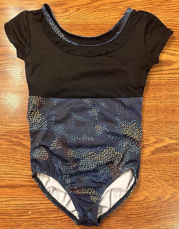 MOTIONWEAR GIRLS YOUTH DANCE LEOTARD Black Blue Size Medium Child 8-10