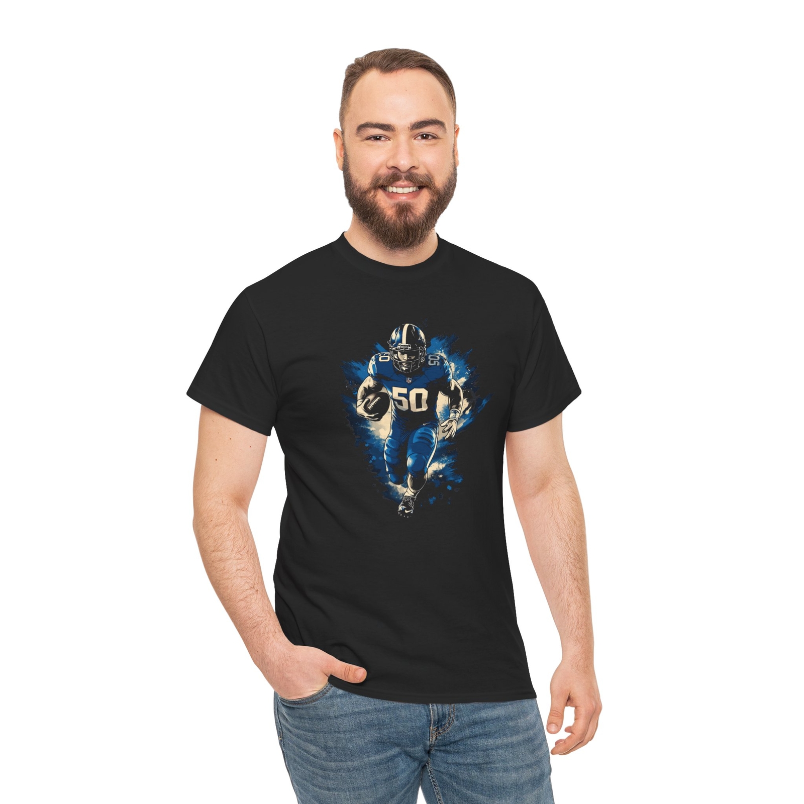 American Football Running Player T-Shirt - Victory Football Tee for Fans