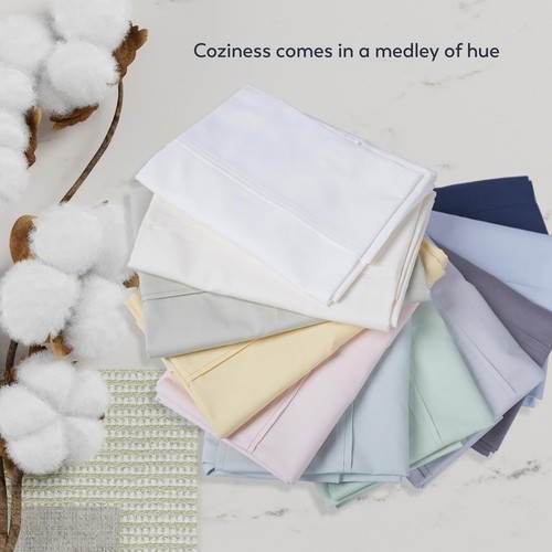 Purity Home Hotel Luxury Bed Sheets, 400TC Twin Ivory Sheet Set, 100% Cotton ... - 第 7/9 張圖片