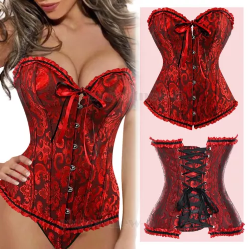 Bustier Corsé Top Mujeres Sobre Busto Con Cordones Cintura Deshuesada Entrenador Lencería Burlesca - Imagen 14 de 32